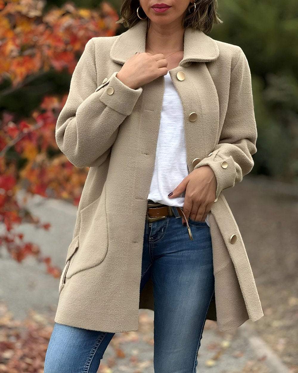 Cappotto in lana e cashmere con fiocco laterale