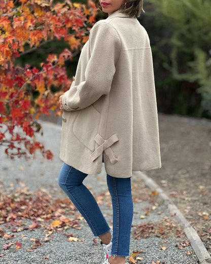 Cappotto in lana e cashmere con fiocco laterale