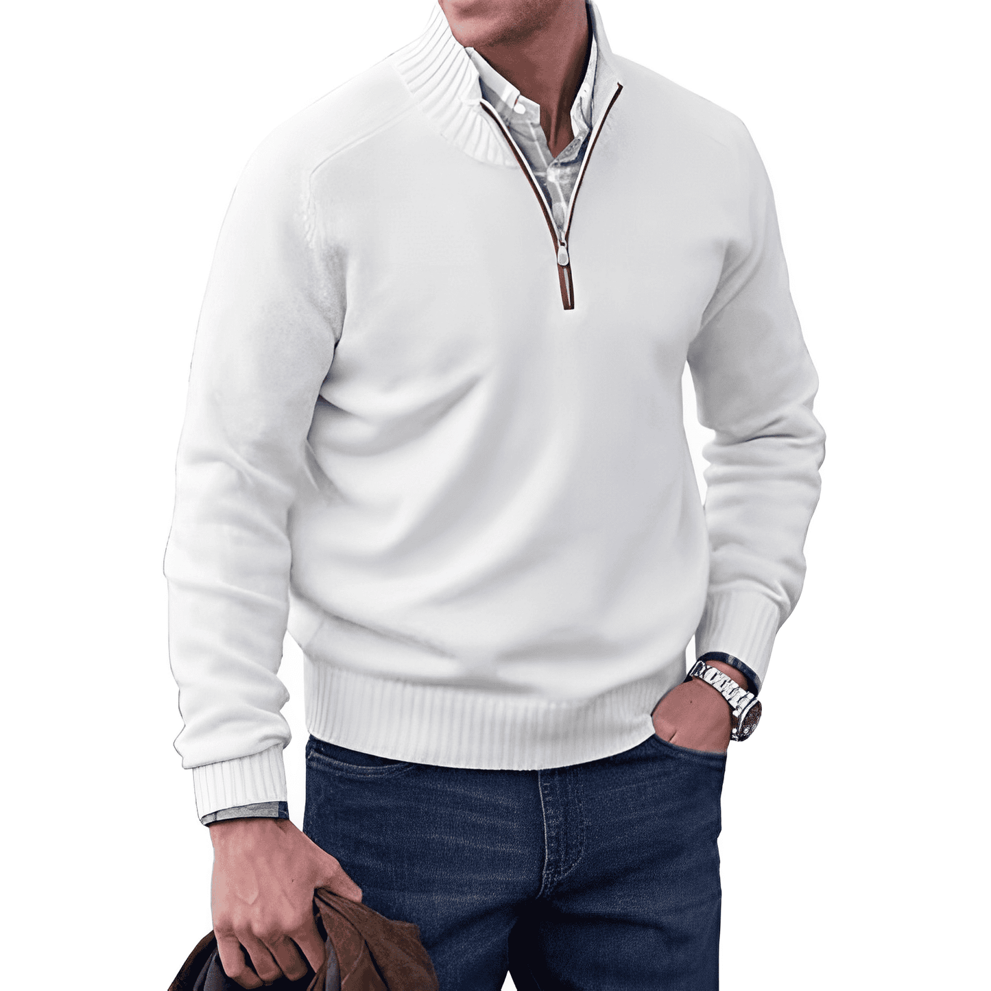 Nicolas™ | Elegante pullover in cashmere con chiusura a zip