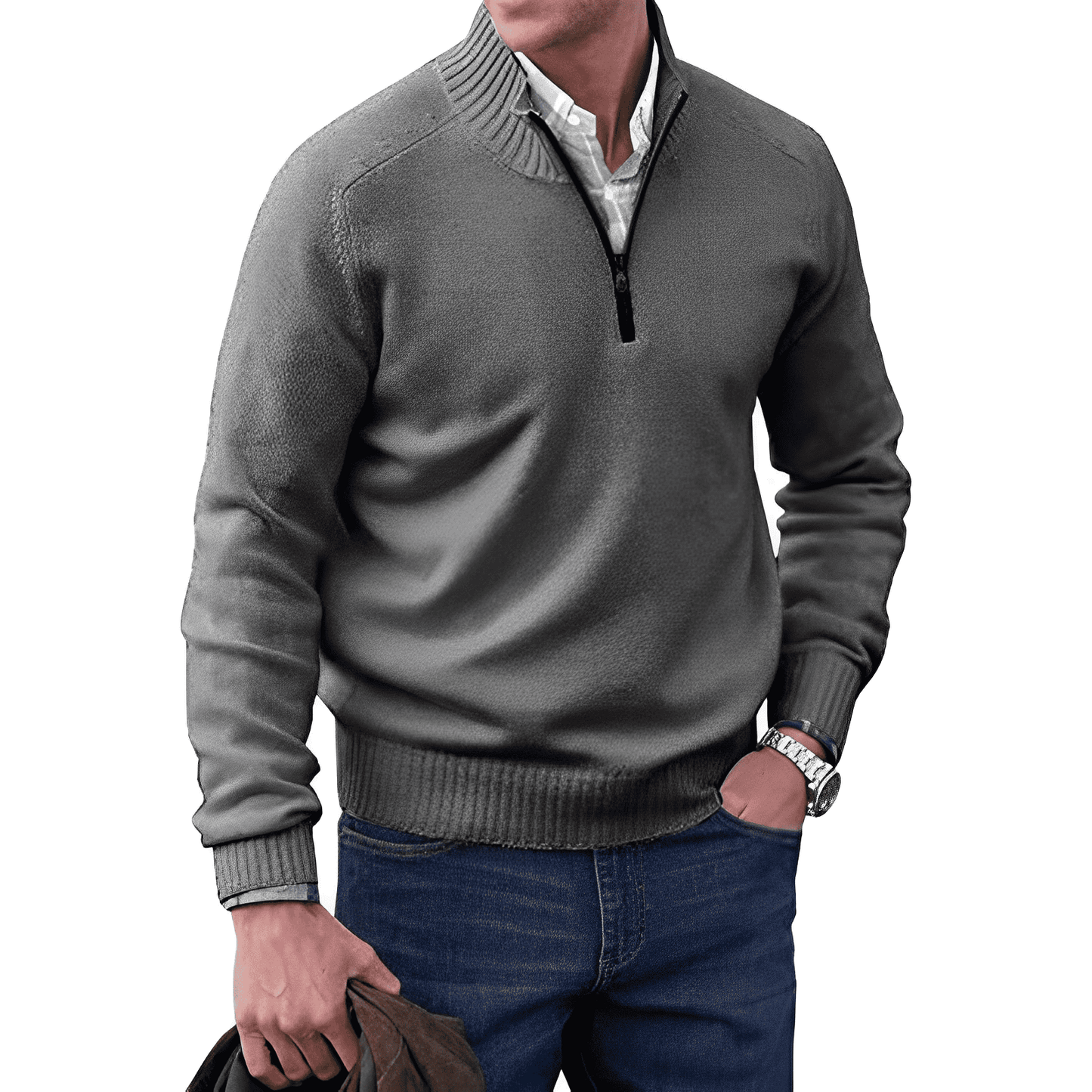 Nicolas™ | Elegante pullover in cashmere con chiusura a zip