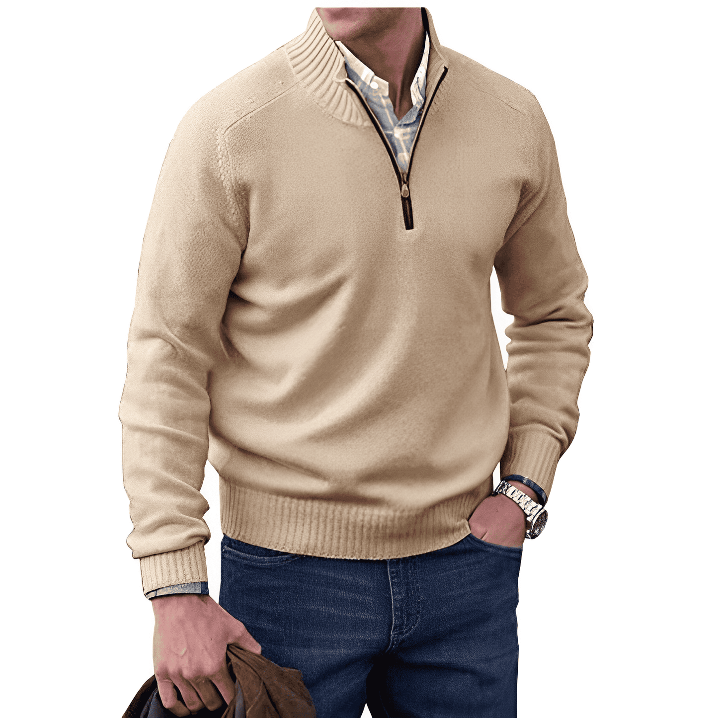 Nicolas™ | Elegante pullover in cashmere con chiusura a zip