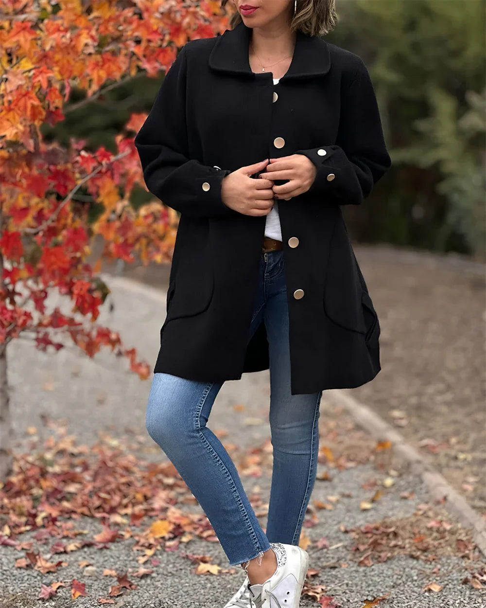 Cappotto in lana e cashmere con fiocco laterale