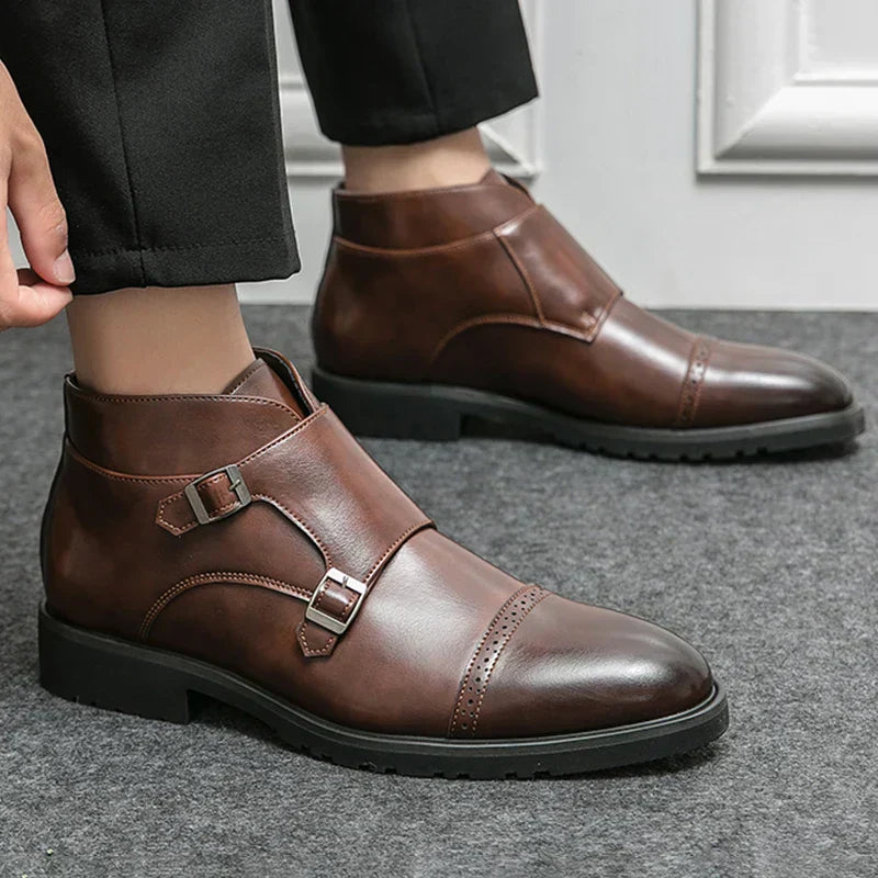 Alain™ - stivaletti double monk in pelle con cinturini