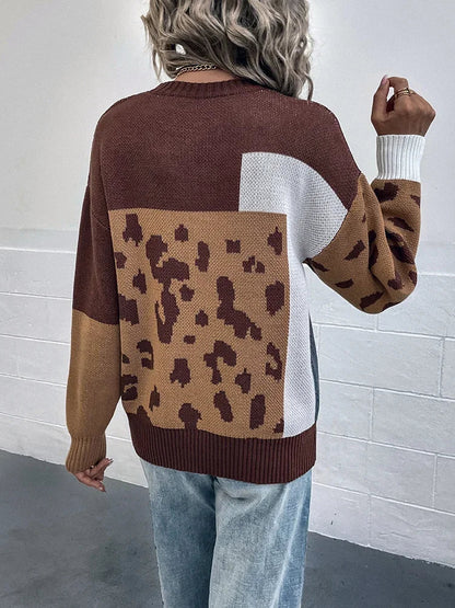 Le clair | Maglione vintage con patchwork di leopardo