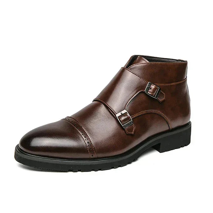 Alain™ - stivaletti double monk in pelle con cinturini