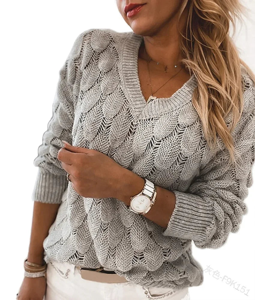 Le Clair™ | Maglione Casual con Collo a V Intagliato