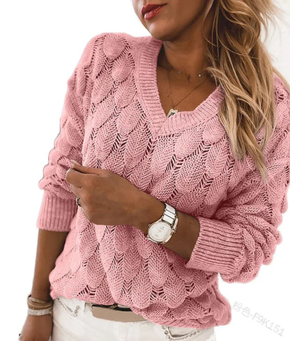 Le Clair™ | Maglione Casual con Collo a V Intagliato