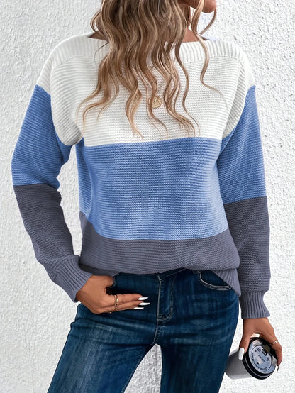 Le Clair™ | Pullover patchwork tricolore elegante