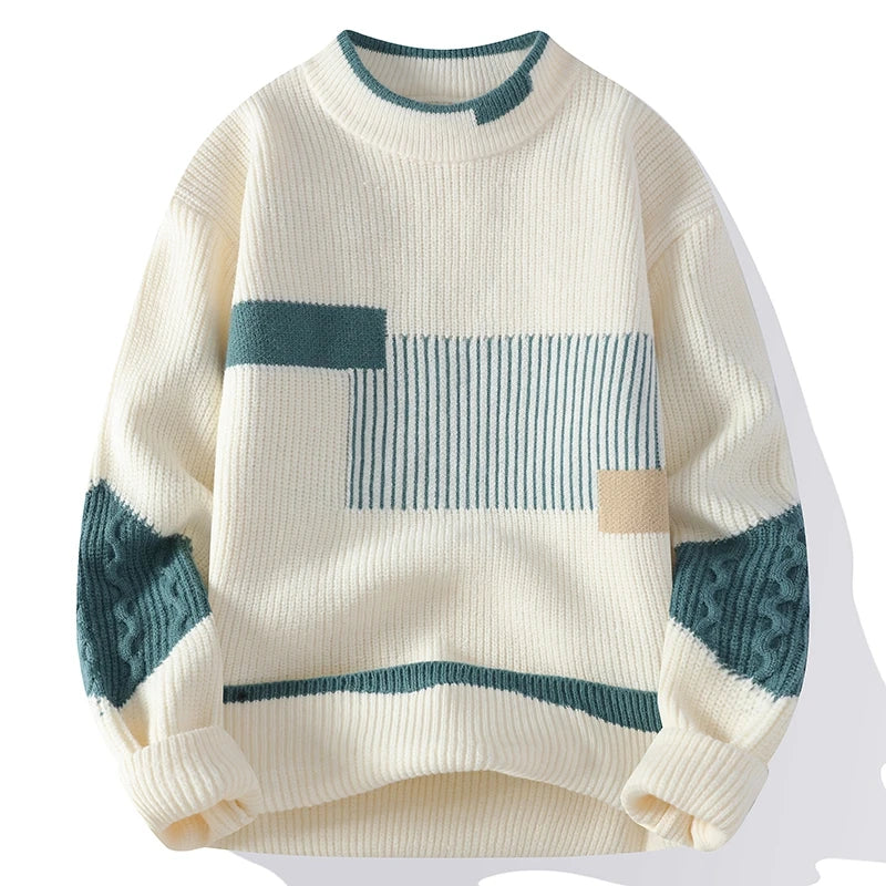 Le Clair™ | Pullover a Collo Alto Patchwork per Uomini